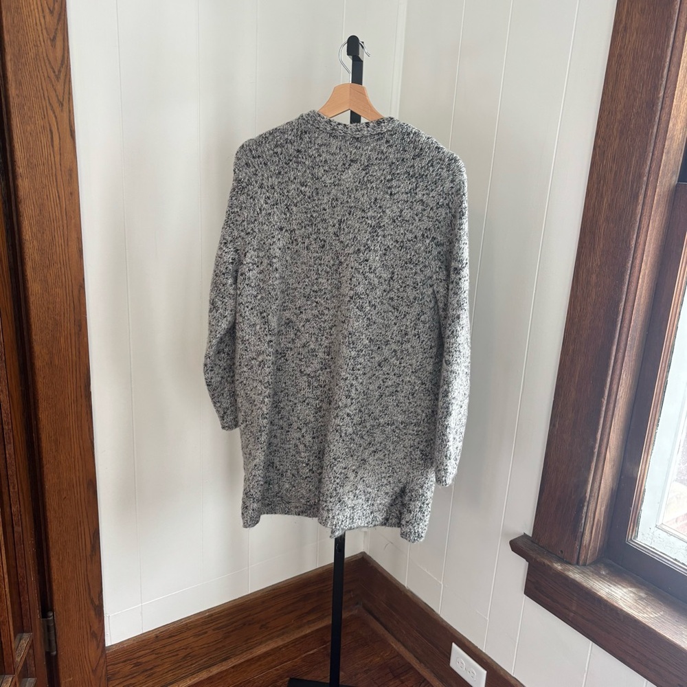 Pure Jill Womens L Gray Knit Snap Button Cotton Blend Sweater Long Cardigan NOTE - Picture 3 of 12